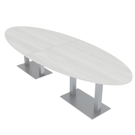 Skutchi Designs 45 in W, 120 in L, 29 in H, Engineered Wood Top, White HAR-OVAL-46X119-DOU-WHITECYPRESS